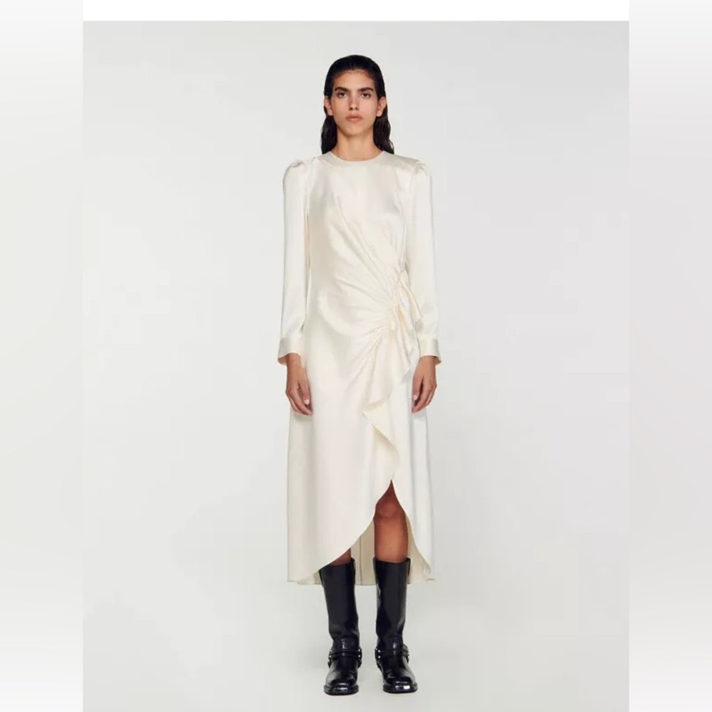 Elegant Cream Long Sleeve Dress
